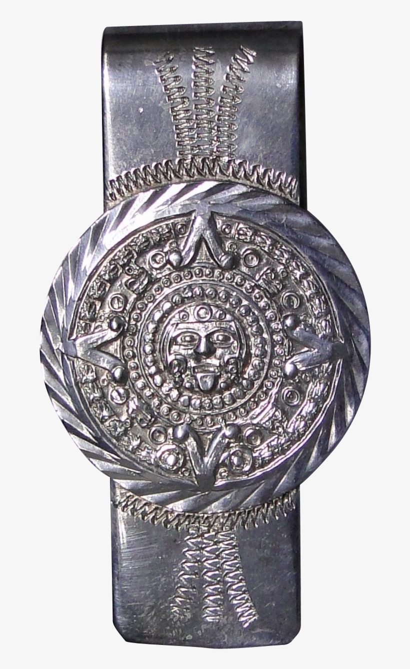 Sterling Silver Money Clip From Mexico With Aztec Calendar - Money Clip, transparent png