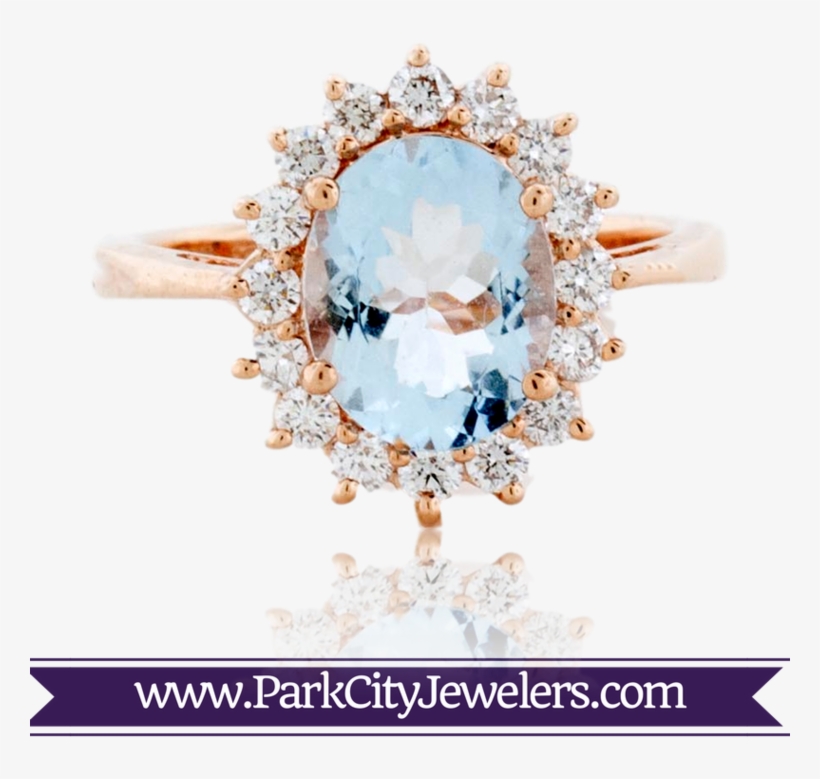 Oval Aquamarine & Round Diamond Rose Gold Ring - Elk Ivory Tooth Trophy Antler Ring, transparent png
