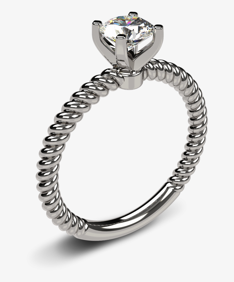 14k White Gold Twisted Rope Diamond Engagement Ring - Twisted Rope Engagement Ring, transparent png