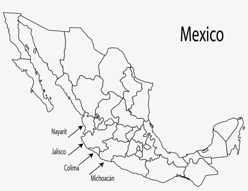 Mariachi Music Is Native To The Region Of Western States - Mexico Black Map Clipart, transparent png