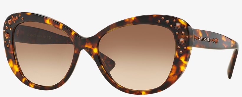 Havana Swarovski Cat-eye Sunglasses - Versace Crystal Charm Ve 4309b - Havana/brown Shaded, transparent png