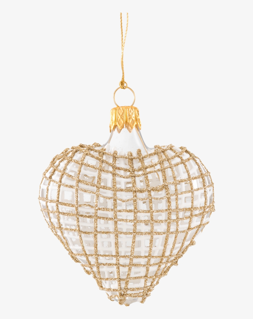 Christmas Ornament "heart" Clear, With Glitter, Gold/white - Christmas Ornament, transparent png