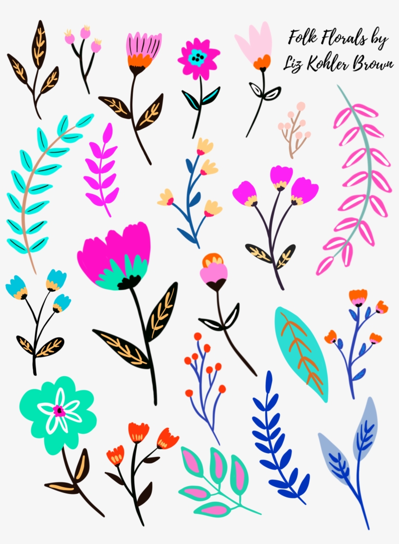 Download Folk Florals Stickers - Digital Stickers Free, transparent png