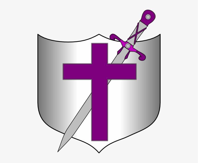 Sword And Shield Clip Art At Clker - Shield With Cross And Sword, transparent png