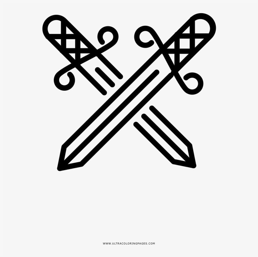 Crossed Swords Coloring Page - Espadas Cruzadas Desenho, transparent png