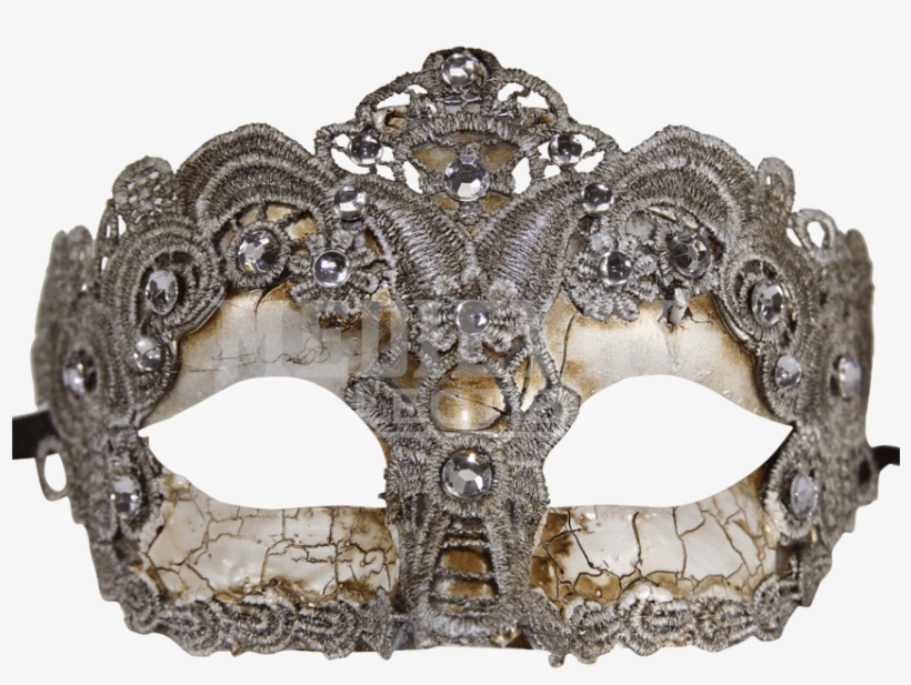 Kayso Women's Brocade Lace Masquerade Mask, Silver, transparent png