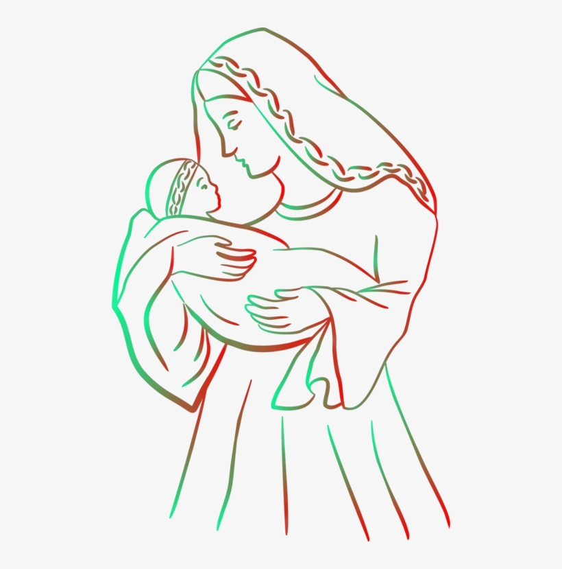 Christ Child Coloring Book Madonna Religion Nativity - Madonna And Christ Jesus Clipart, transparent png