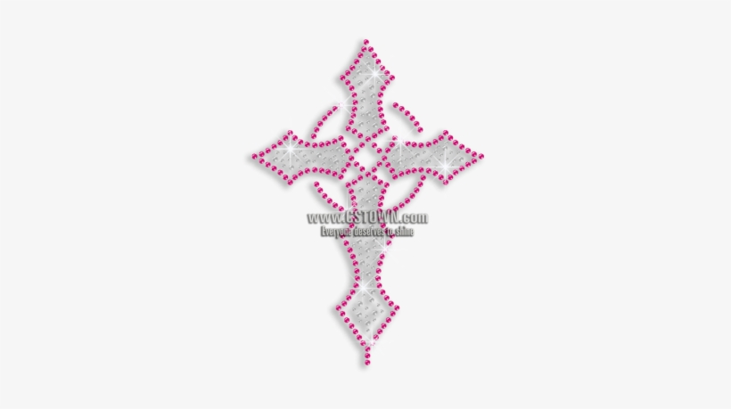 Crystal & Pink Cross Iron-on Rhinestud Rhinestone Transfer - Cross, transparent png