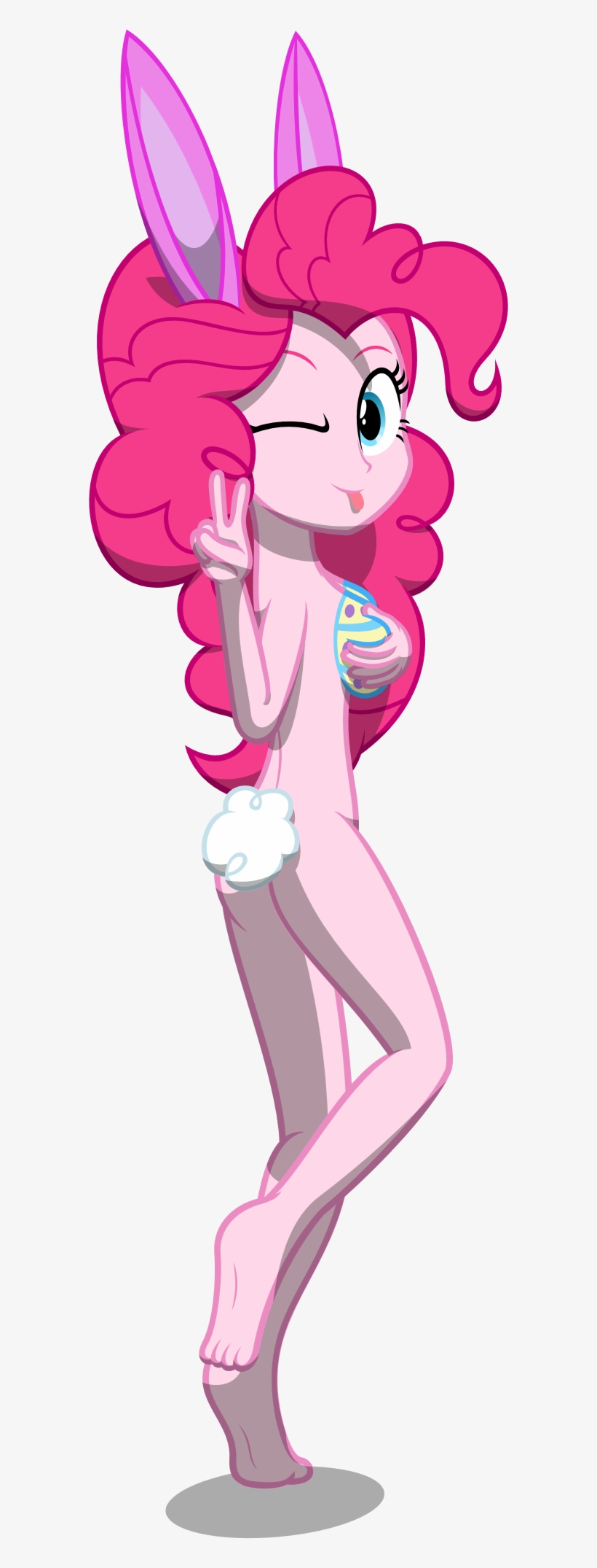 Zacatron94, Barefoot, Bodypaint, Breasts, Bunny Ears, - Body Paint Pinkie Pie, transparent png