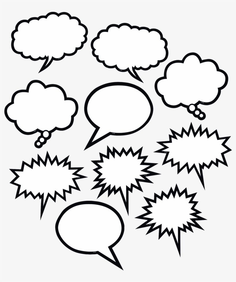 Tcr5592 Black & White Speech-thought Bubbles Accents - Thought Bubbles, transparent png