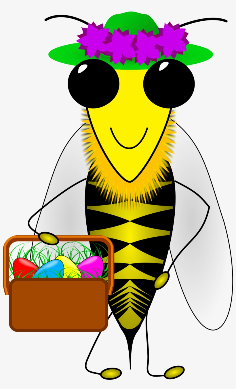 Flying Bee Png Clipart - Happy Easter Bumble Bee With A Basket, transparent png