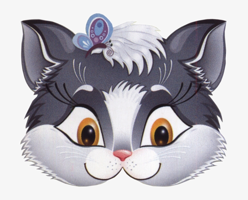 Grey Kitten Face Mask Template - Kitten Face Mask, transparent png