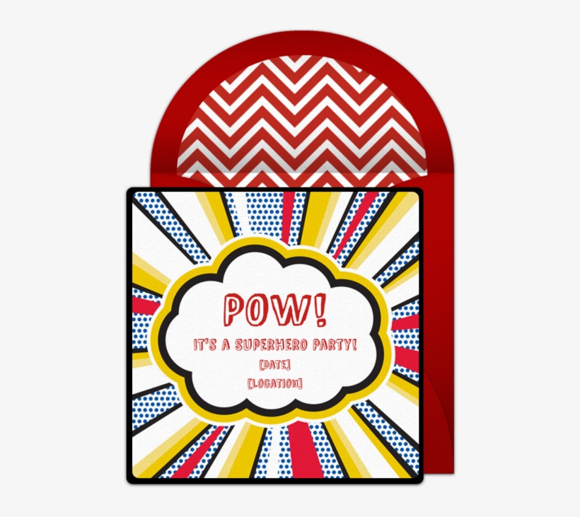 Superhero Blast Online Invitation From Punchbowl - Pop Art, transparent png