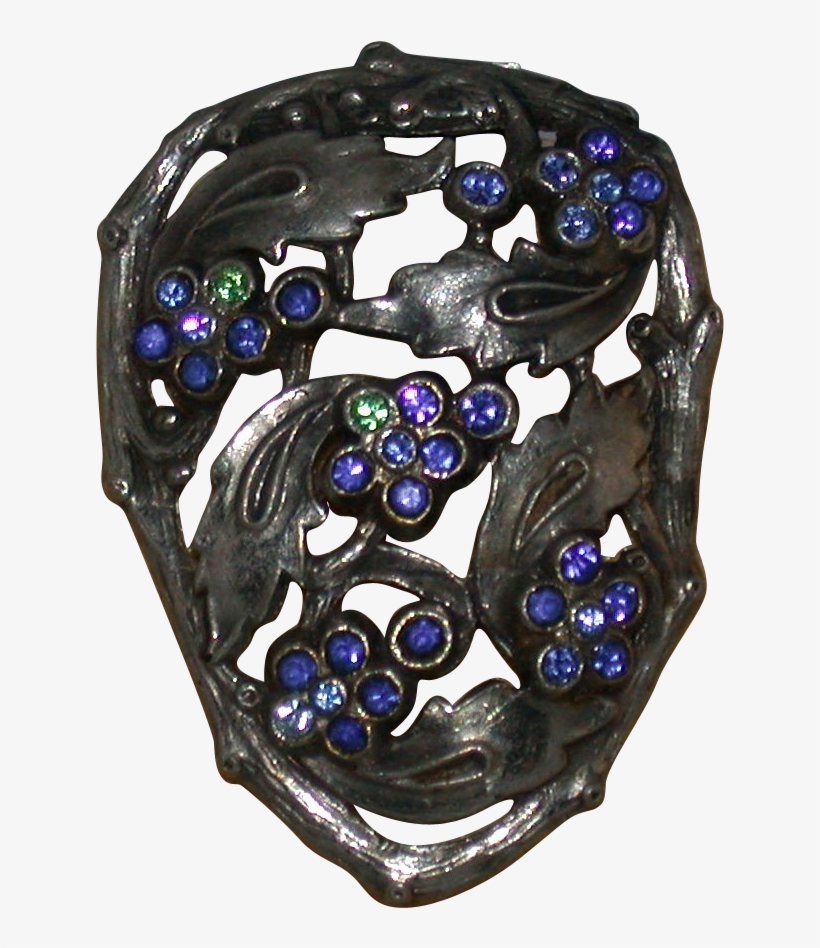1930's Rhinestone Clip, Leaves, Flowers & Vines, Vintage - Opal, transparent png