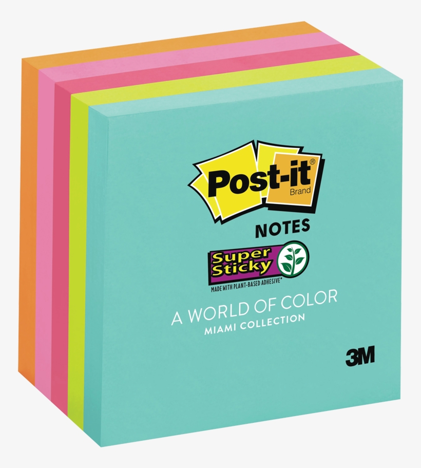 Post-it® Super Sticky Notes 3" X 3" 90 Sheets Per Pad - Super Sticky Post It Notes, transparent png