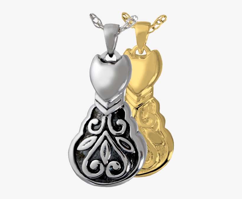 Antiqued Silver And Gold-plated Kitty Necklace - Cremation Jewelry: Scroll Kitty, transparent png