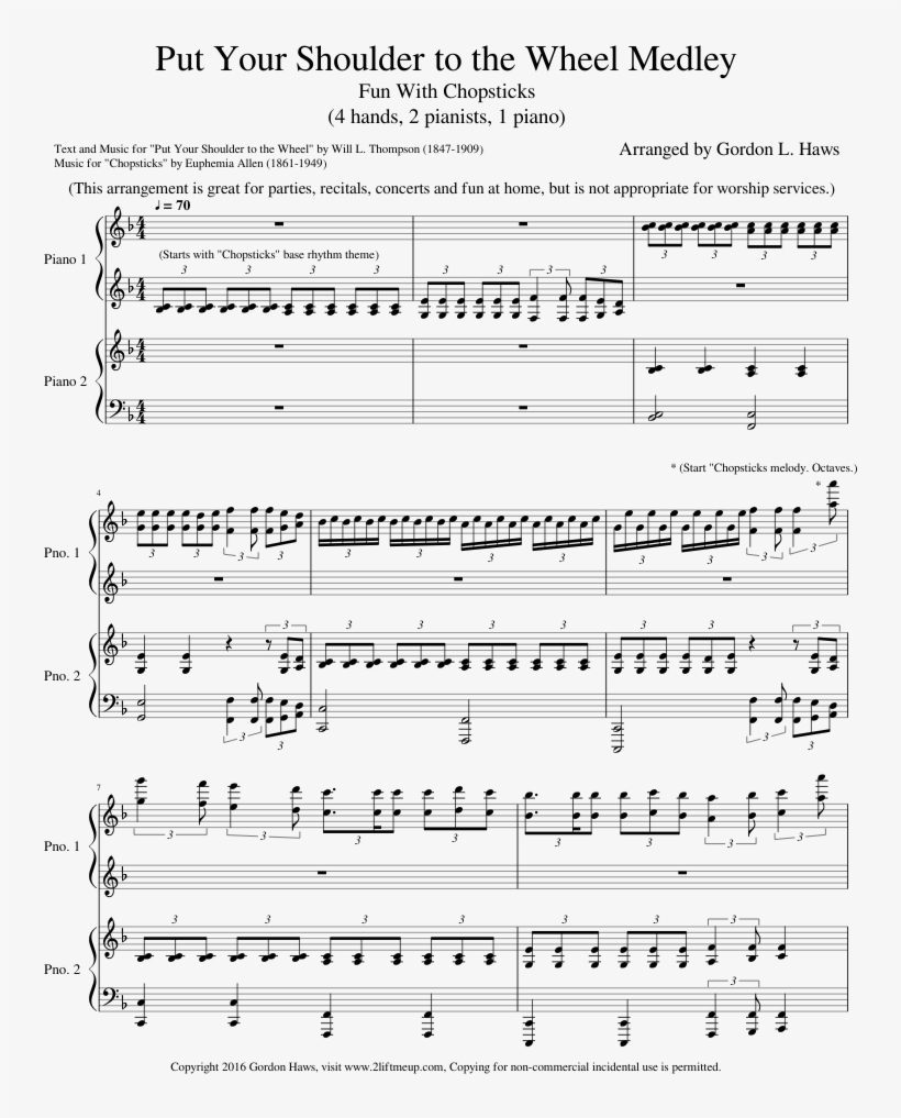 Print - Easy Put Your Shoulder To The Wheel Piano, transparent png