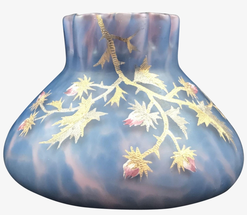 Harrach Marbled Enameled Bohemian Art Glass Vase, Ca - Cushion, transparent png