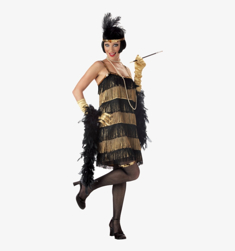 Gold And Black Flapper Costume Flapper Costumes « Needs - Jazz Time Flapper 1920s Costume, transparent png