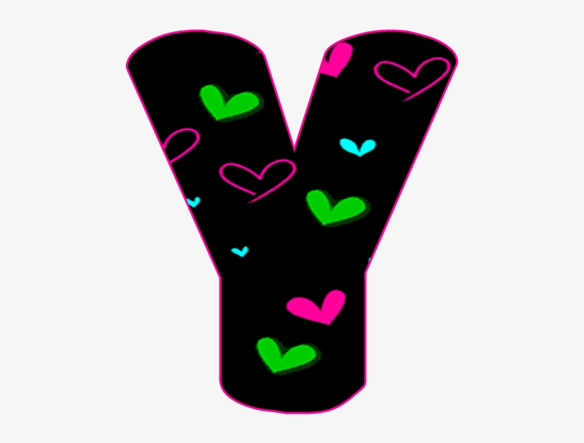 Abecedario Negro Con Corazones Neón - Abecedario Negro Con Corazones Neón Bla, transparent png
