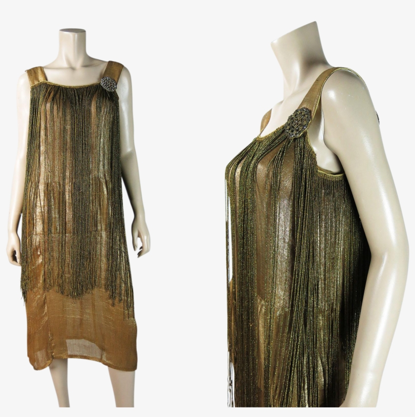 1920's All Lamé Flapper Dress With 31 Inches Of Braided - Flapper, transparent png