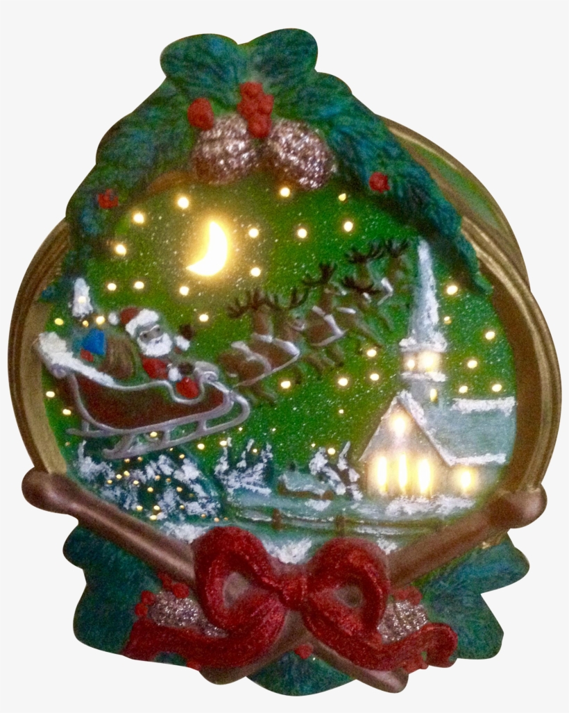 Vintage Christmas Night Light Santa Claus Sleigh And - Christmas Ornament, transparent png