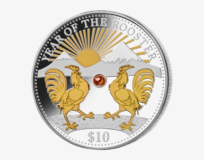 Fiji Year Of The Rooster 1oz 999 Fine Silver Gold Gilded - Year Of The Rooster Stamps Around The World, transparent png