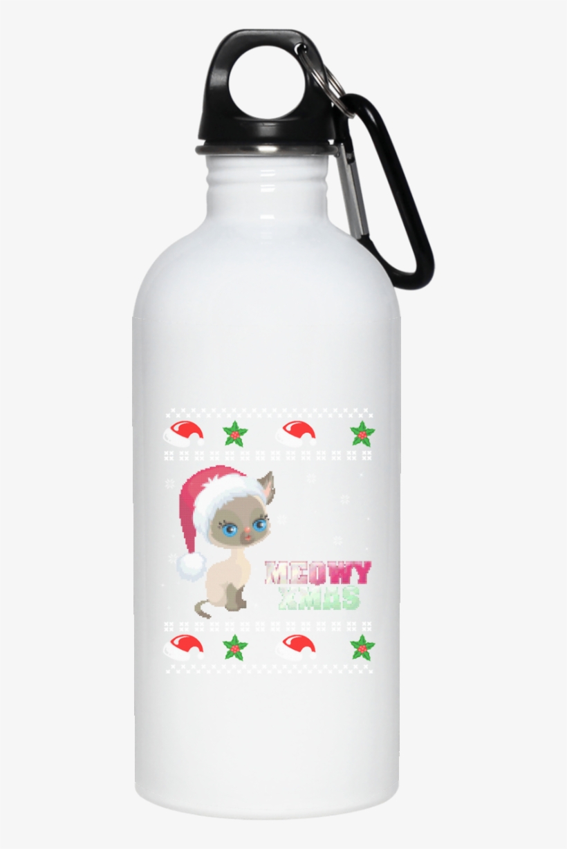 Ugly Christmas Mug Merry Xmas Siamese Cat 20 Oz - Yoga Pose Water Bottles, transparent png