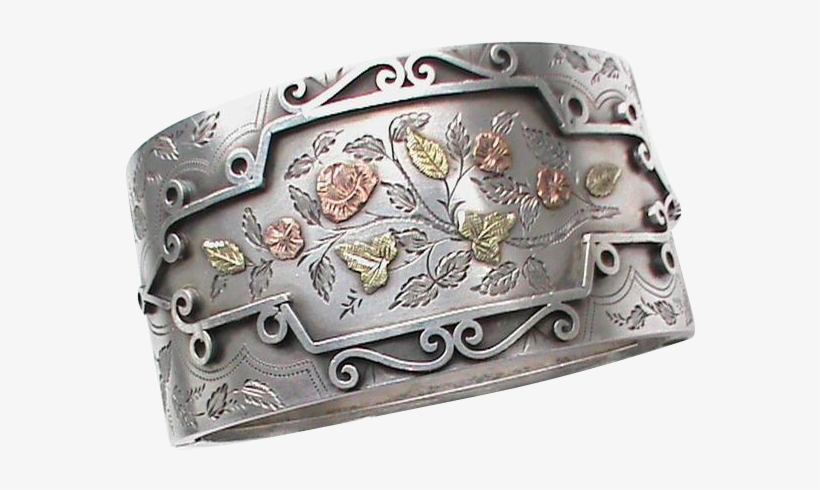Antique Victorian 1883 Sterling Silver Wide Bangle - Belt Buckle, transparent png