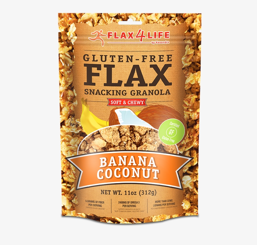 Banana Coconut Granola - Flax4life Gluten-free Flax Snacking Granola Banana, transparent png