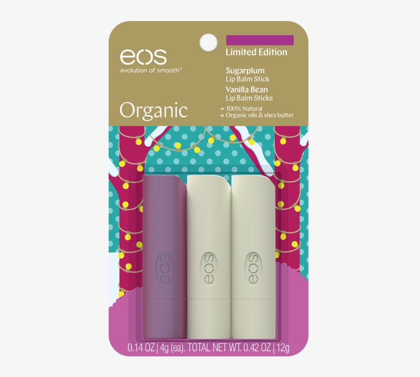 Vanilla Bean & Sugarplum Sticks 3-pack - Eos Lip Balm, transparent png