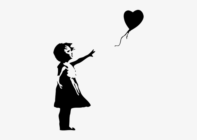 Vinilo Decorativo Banksy Niña Globo Corazón - Shredded Girl With Balloon, transparent png