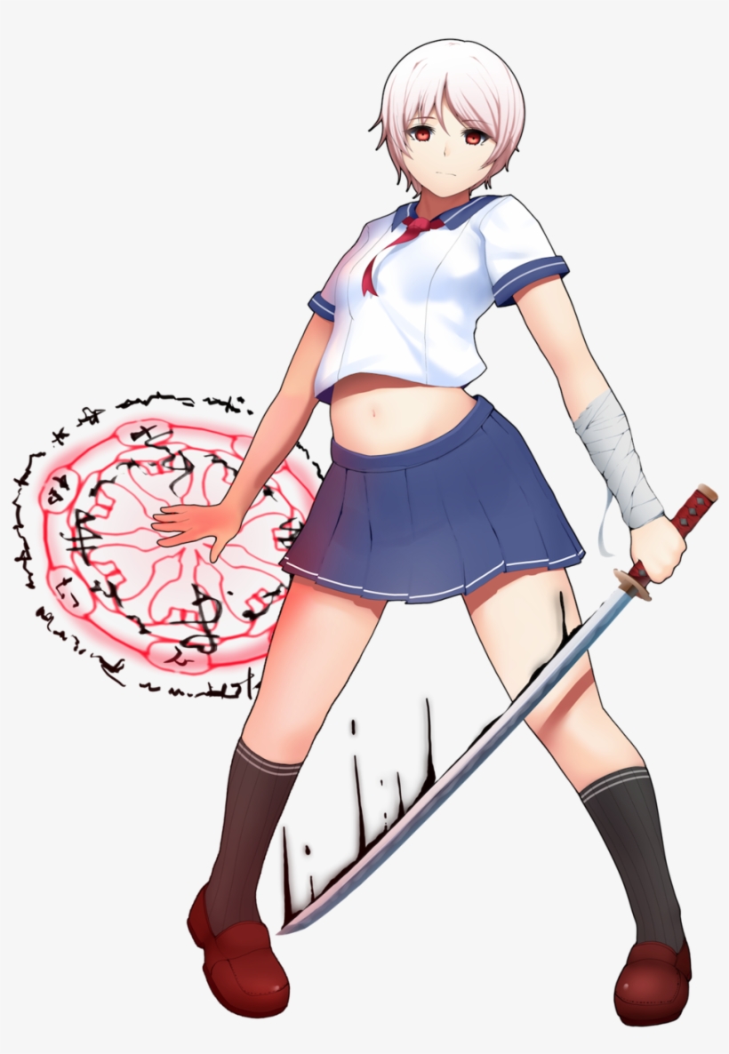 Japanese School Girl With Sword - Cartoon, transparent png