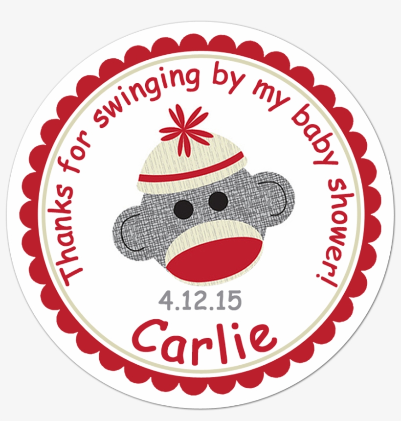 Sock Monkey Baby Shower Personalized Sticker - 24 Pirate Party Bag Thank You Stickers - Skull And, transparent png
