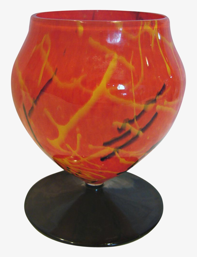 Bohemian Czech Art Glass Vase Orange Spatter W Black - Vase, Orange, transparent png
