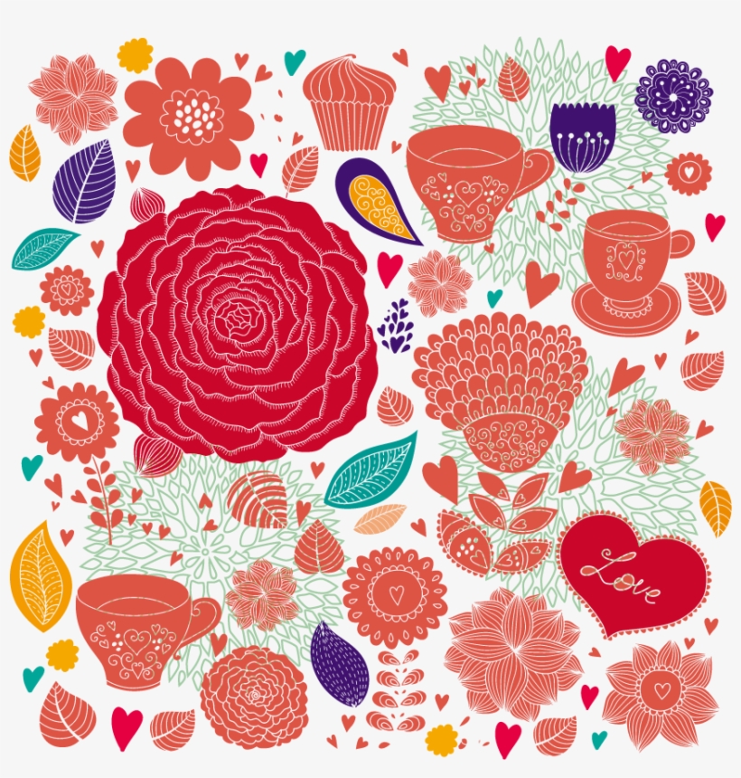 Art Flower Illustration Material - Custom Valentines Day Shower Curtain Set Love Dcor,colorful, transparent png