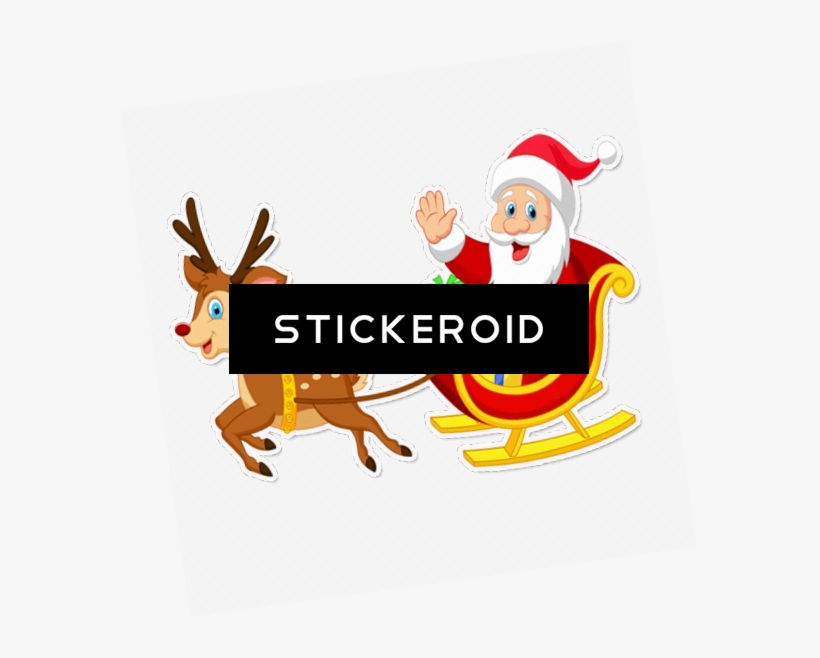 Santa - Rudolph Pulling Santa's Sleigh, transparent png