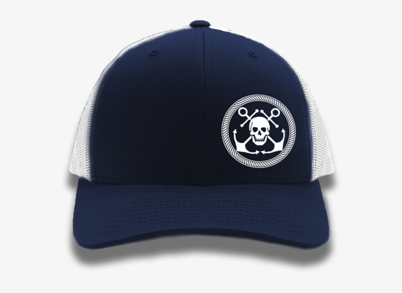 Navy Anchor & Skull Flexfit Trucker Hat - Pirate, transparent png
