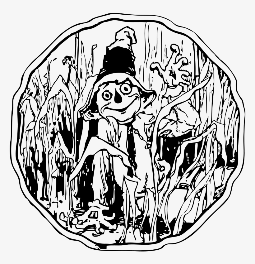Free Scarecrow In The Corn - Clipart Scarecrow In The Field Black And White, transparent png