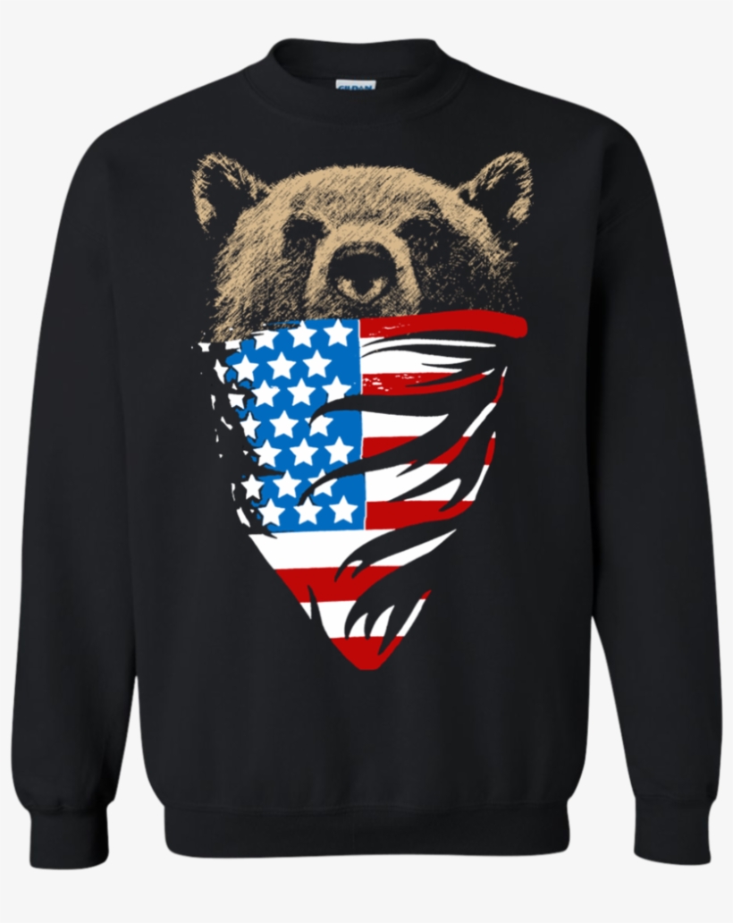 Bear Wearing American Flag Bandanna Sweatshirt - Grizzly Bear With American Flag, transparent png