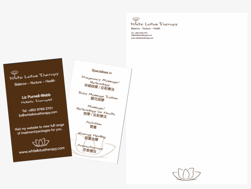 White Lotus Logo And Business Stationery - Paper, transparent png