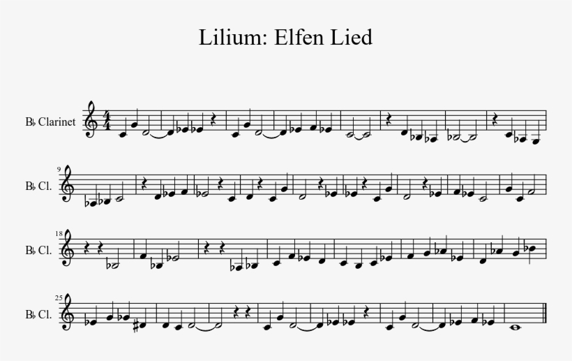 Elfen Lied Sheet Music 1 Of 1 Pages - Partitura Paraiso Dvicio Piano, transparent png