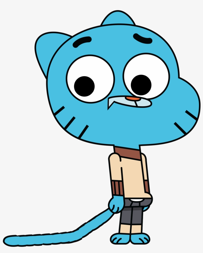 Gumball Looking Down Left At His Tail - Gumball The Amazing World, transparent png