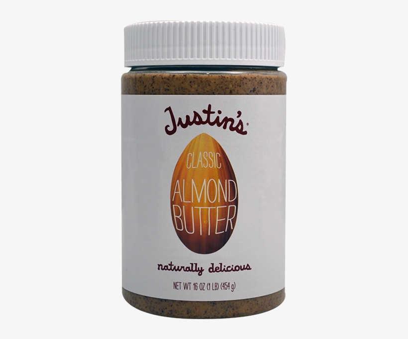Justins Natural Classic Almond Butter Jar-16 Oz - Almond Butter Justin's, transparent png