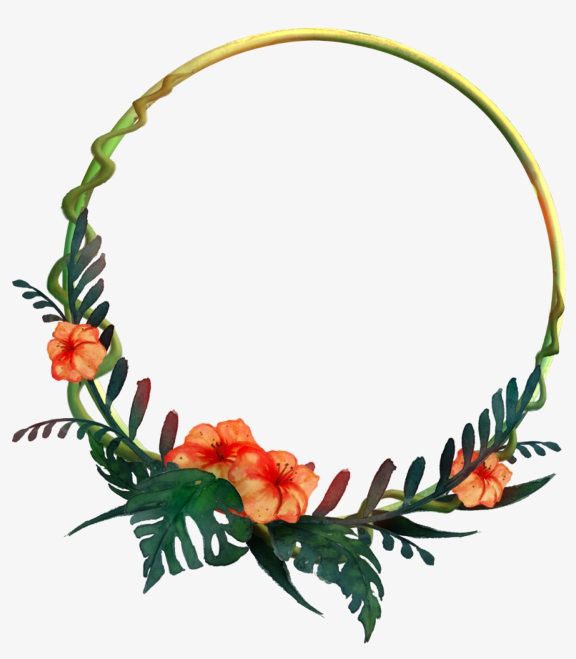 932 Round Tropical Frame 01 By Tigers-stock - Round Flower Frame Png, transparent png