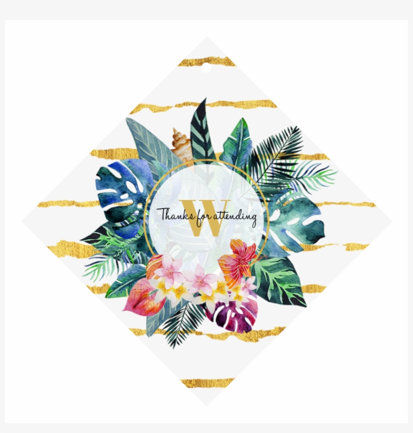 Tropical Flowers - Wine Label, transparent png