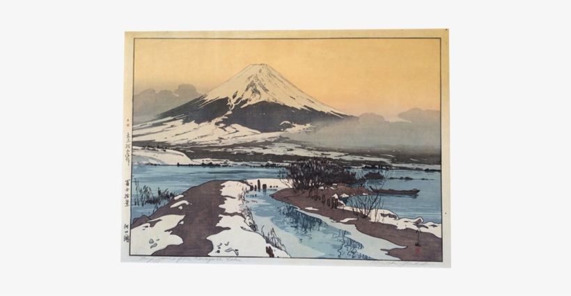 Japanese Prints - Mount Fuji From Lake Kawaguchi, From The Series Ten, transparent png