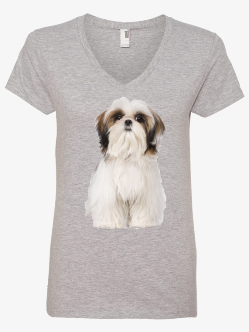 Shih Tzu Ladies' V-neck Tee - T-shirt, transparent png