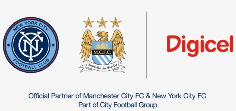 Digicel Partnership Lockup - New York City Fc And Manchester City, transparent png