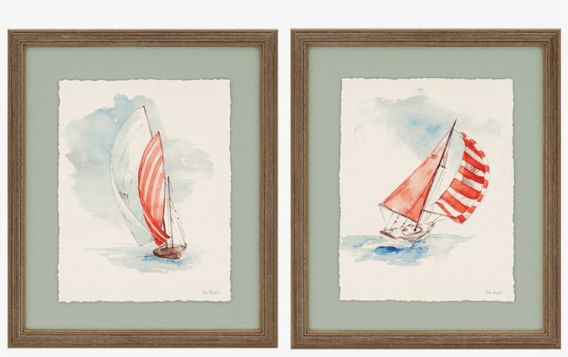 Sailboat Prints Are Hand Deckled And Float Mounted - 'moment' Painting Print On Canvas Set Beachcrest Home, transparent png